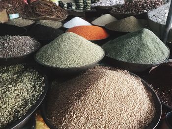 Full frame shot of spices for sale at market stall