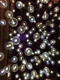 Close-up of illuminated lanterns