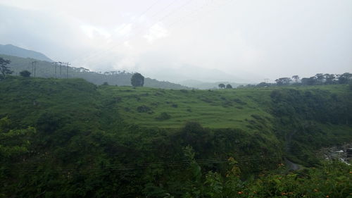 Scenic view of landscape against cloudy sky