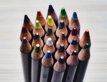 Close-up of multi colored pencils