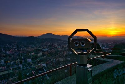 View of cityscape against sky during sunset