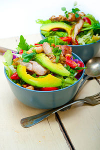 Close-up of salad in plate on table