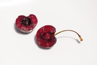 Close-up of strawberry against white background