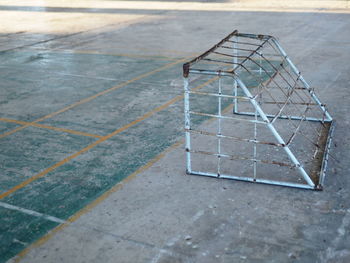 High angle view of basketball hoop on street