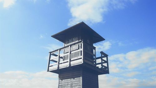 Low angle view of built structure against blue sky