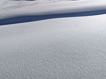 High angle view of snow covered land