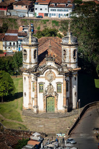 High angle view of historical building