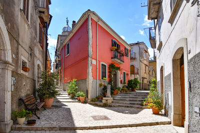 A narrow street of sepino, a medieval village of molise region in italy.