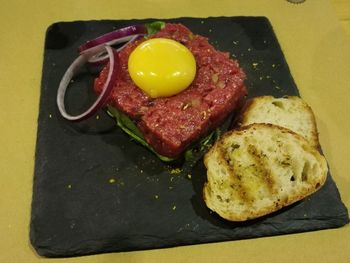 Close-up of breakfast on table