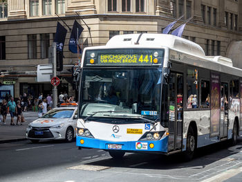 Vehicles on road in city