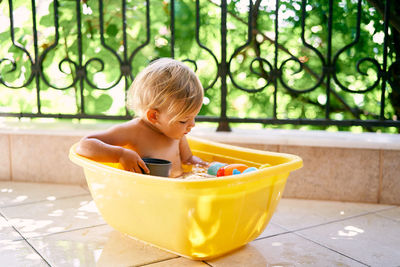 Portrait of shirtless boy