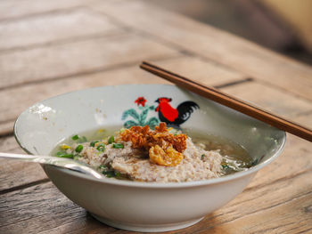 Close-up of food in bowl on table