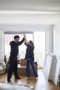 Young couple moving house