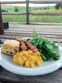 Close-up of food in plate on table