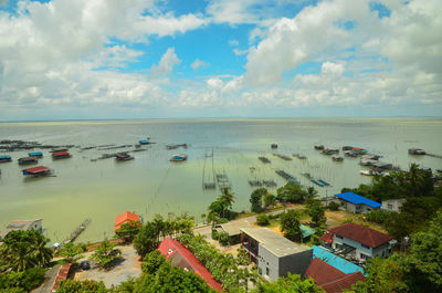 High angle view of beach against sky