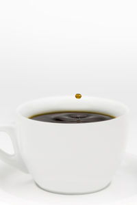 Close-up of coffee cup against white background