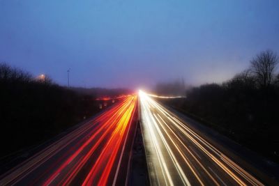 Light trails on highway at night