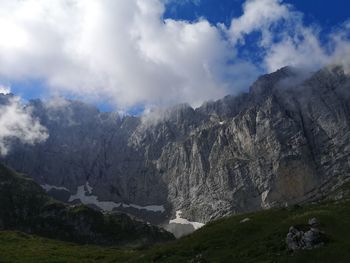 Panoramic view of landscape and mountains against sky