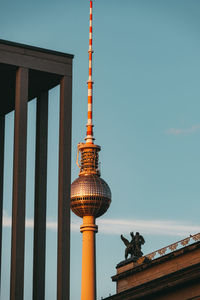 Low angle view of statue against sky