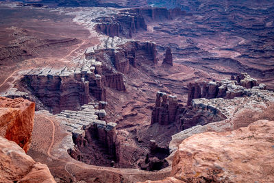 Aerial view of rock formations