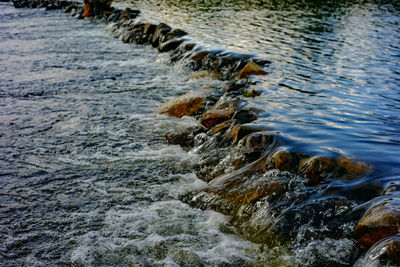 Scenic view of river flowing through rocks