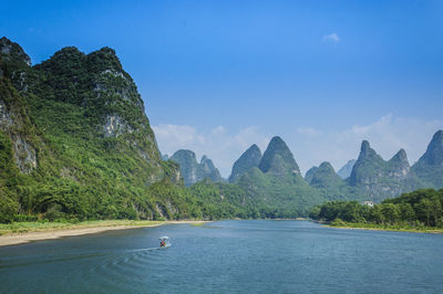 Scenic view of bay against sky