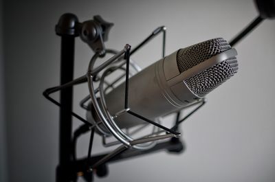 Close up of microphone in studio