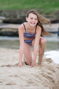 Portrait of woman on beach