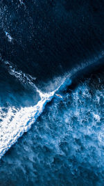 High angle view of sea waves in bali indonesia