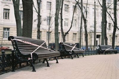 Empty bench in park