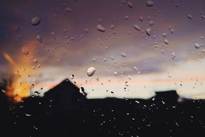 Close-up of water drops on window