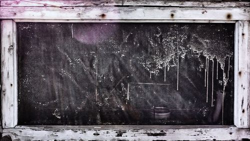 Close-up of rusty metal in winter