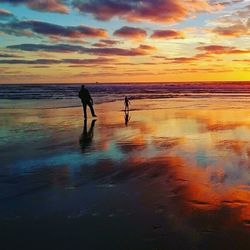 Scenic view of sea at sunset