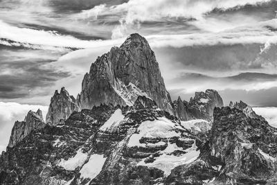 Panoramic view of rock formations against sky