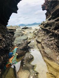 Scenic view of rock formations against sky