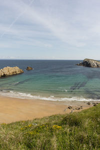 Scenic view of beach against sky