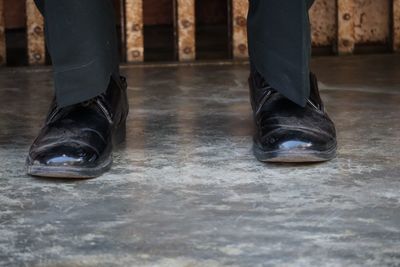 Low section of men standing on floor