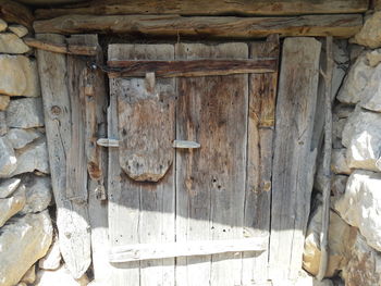 Close-up of closed door of old building