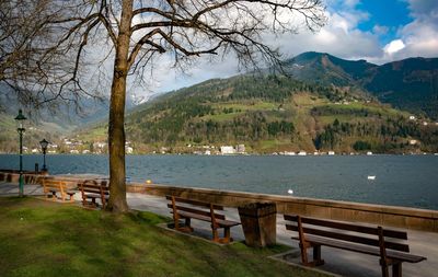 Scenic view of lake against sky