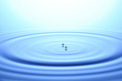 Close-up of drop blue rippled water