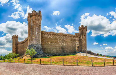 Medieval italian fortress, one of the most visited sightseeing in montalcino, tuscany, italy