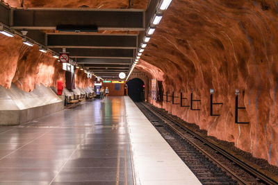 Illuminated subway station