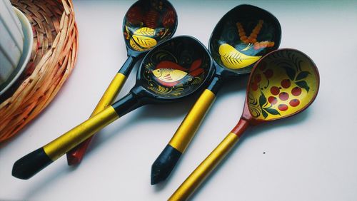 Directly above shot of spoons on table