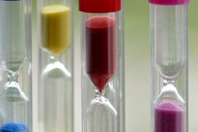 Close-up of glasses on table