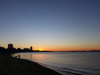 Scenic view of sea at sunset