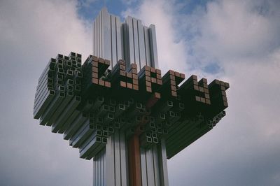 Low angle view of surgut modern building against sky