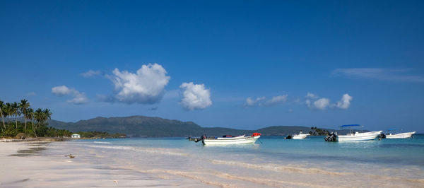 Scenic view of sea against blue sky