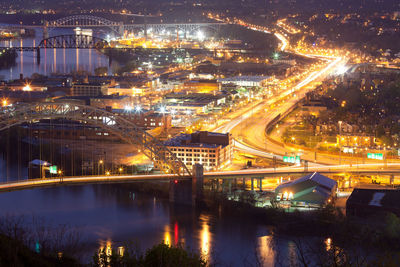 Illuminated buildings at night