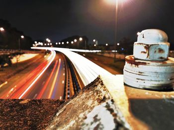 Illuminated light trails at night