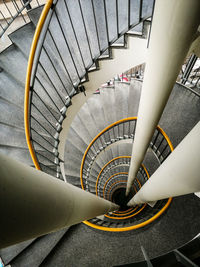 High angle view of spiral staircase in building